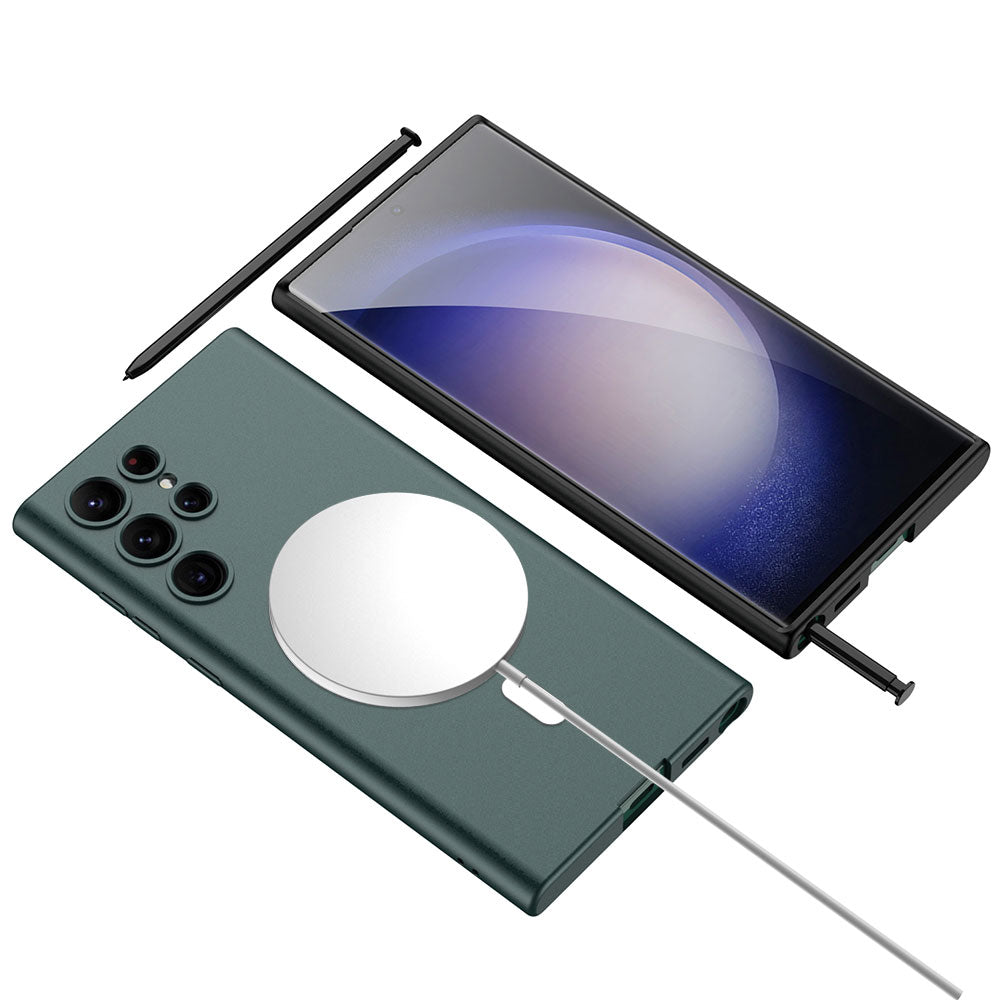 Galaxy S23 Ultra Kılıf Wireless Şarj Özellikli Zore Kıpta Magsafe Silikon Kapak Koyu Kırmızı