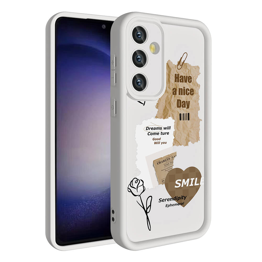 Galaxy S24 Kılıf Kamera Korumalı Baskılı Arka Yüzey Zore Klas Kapak Beyaz