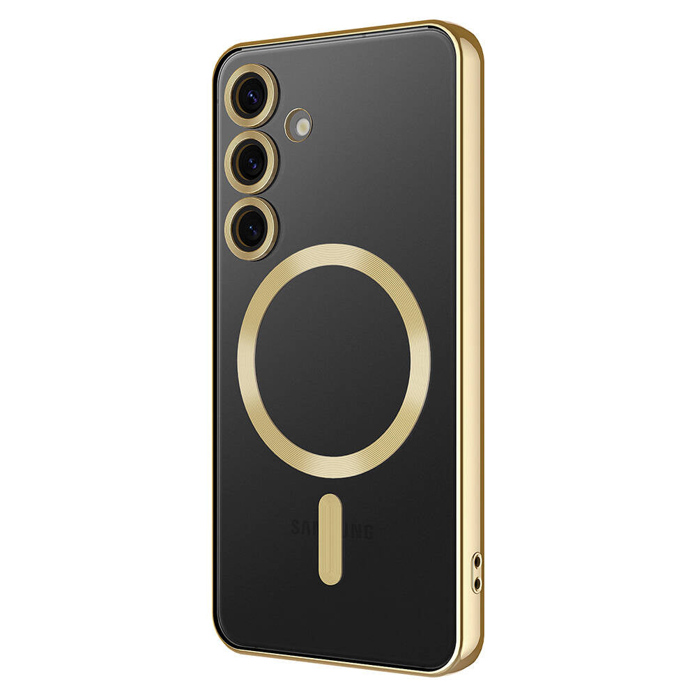 Galaxy S24 Kılıf Kamera Korumalı Magsafe Wireless Şarj Özellikli Zore Demre Kapak Rose Gold