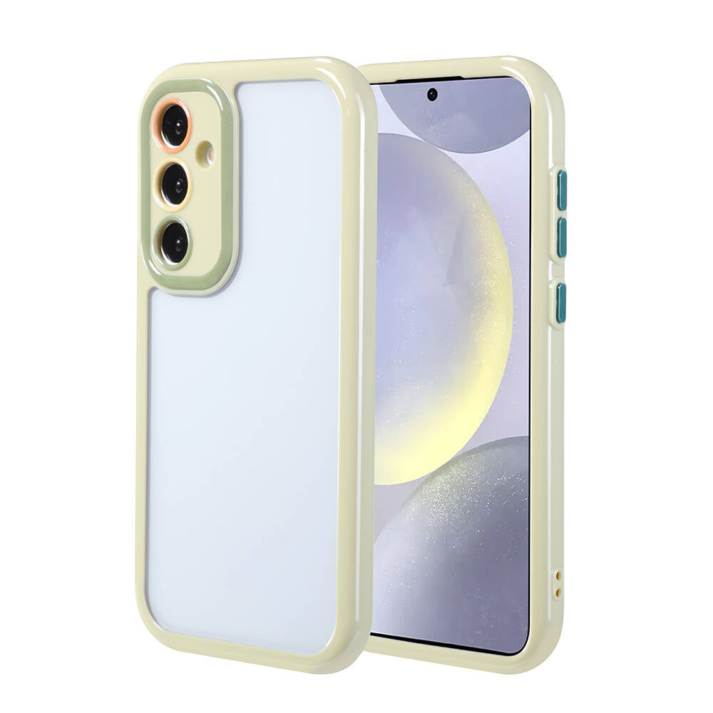 Galaxy S24 Kılıf Kamera Korumalı Renkli Kenar ve Çerçeve Tasarımlı Zore Vitamin Kapak Mürdüm
