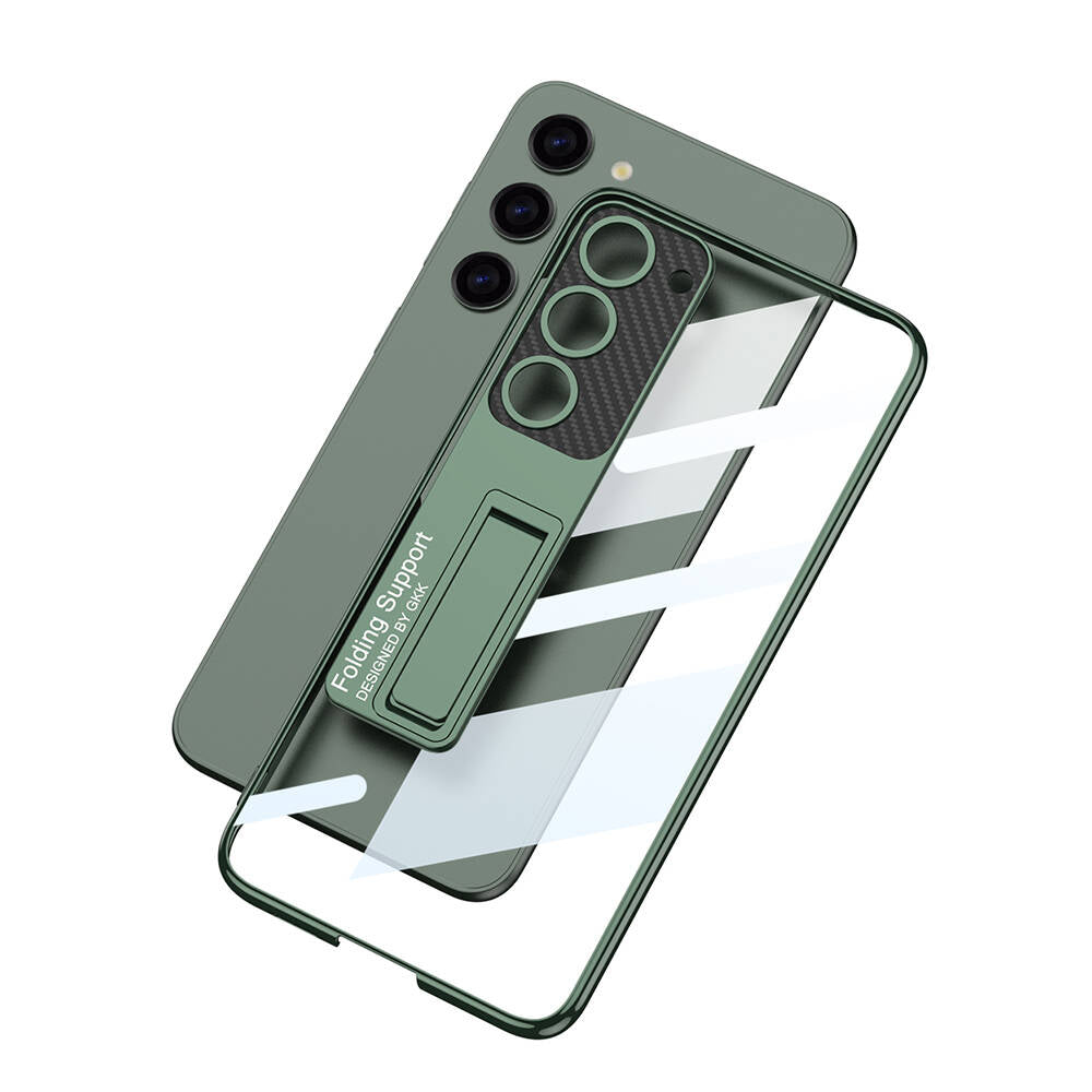 Galaxy S24 Plus Kılıf Kamera Korumalı Şeffaf Tasarımlı Zore Lego Standlı Kapak Yeşil