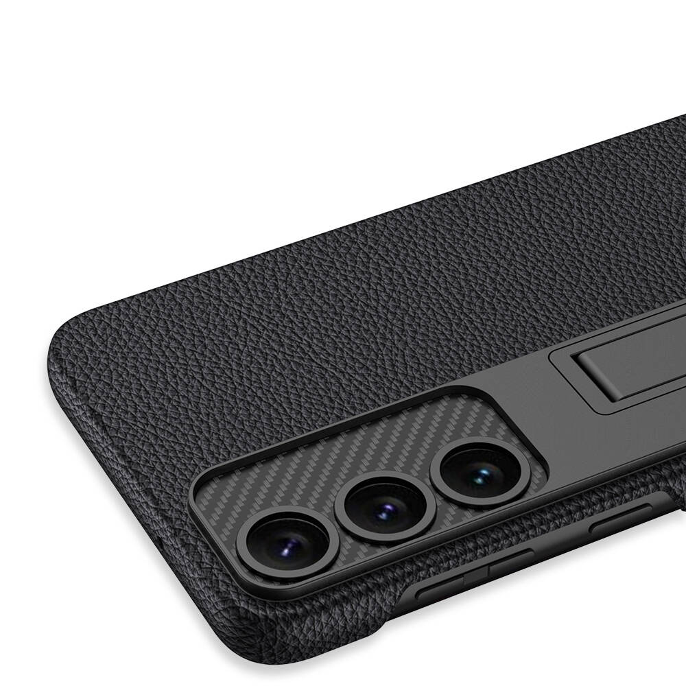 Galaxy S24 Plus Kılıf Zore Kıpta Standlı Kapak Siyah Karbon