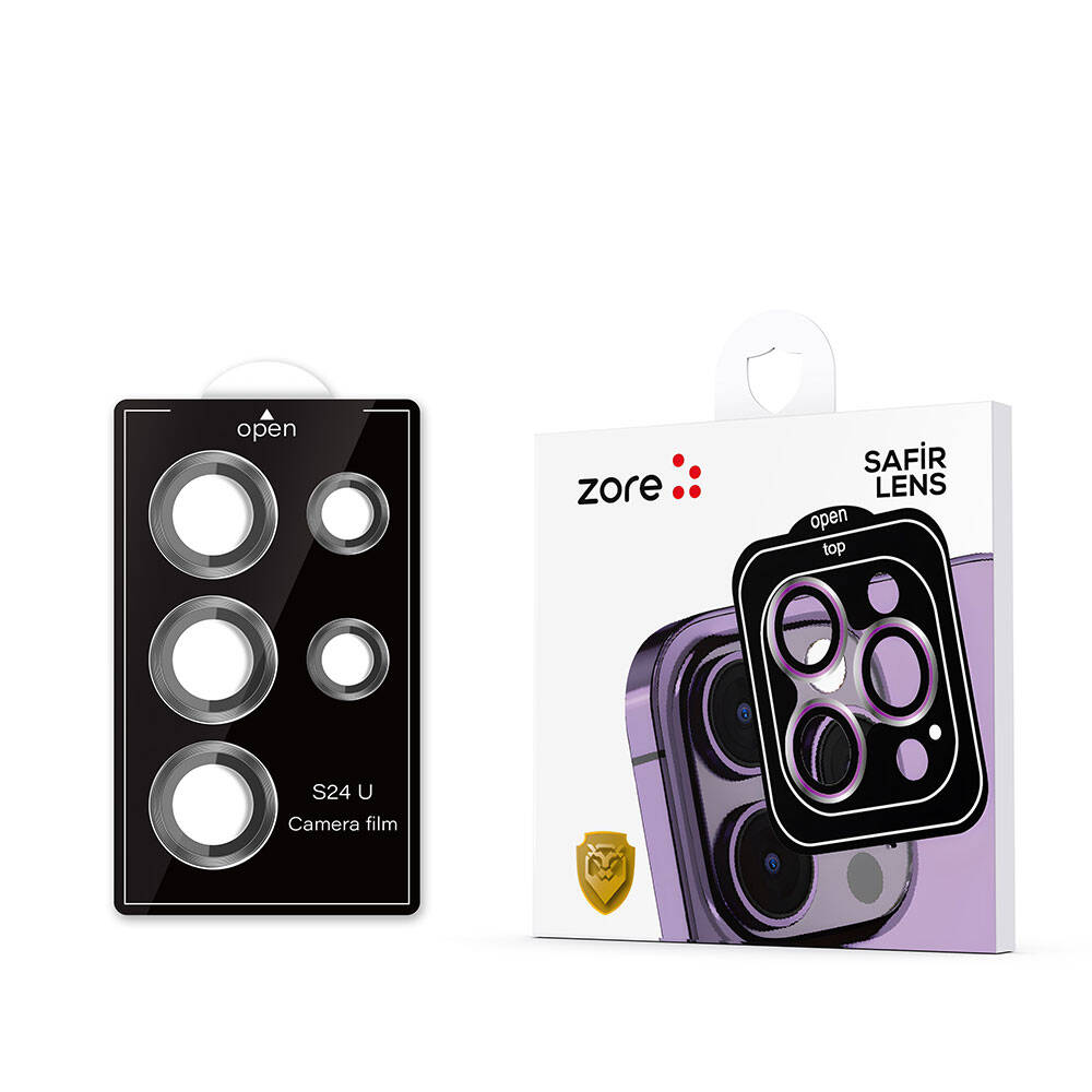 Galaxy S24 Ultra Zore Kamera Lens Koruyucu Cam Filmi Titanyum-Sarı