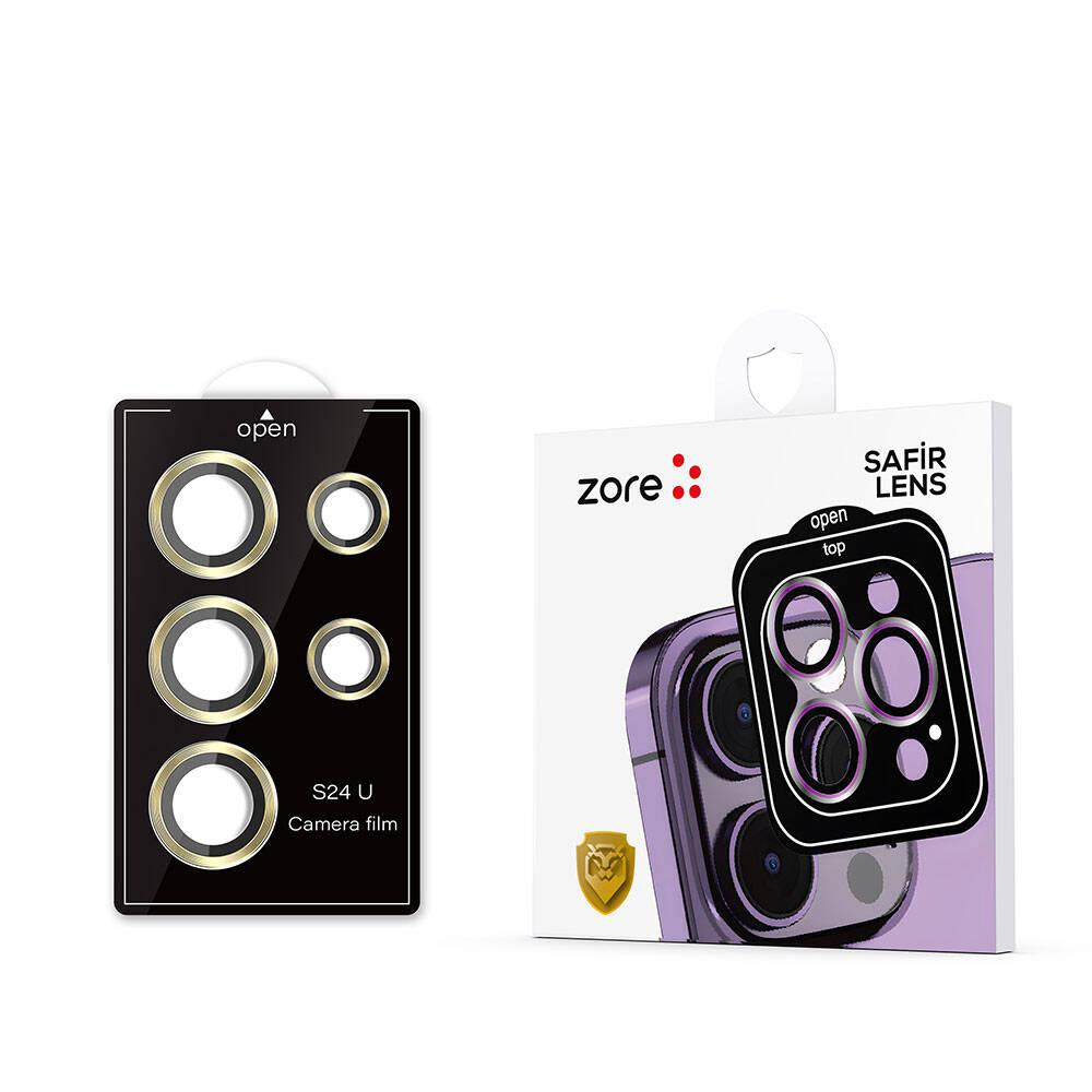 Galaxy S24 Ultra Zore Kamera Lens Koruyucu Cam Filmi Gold