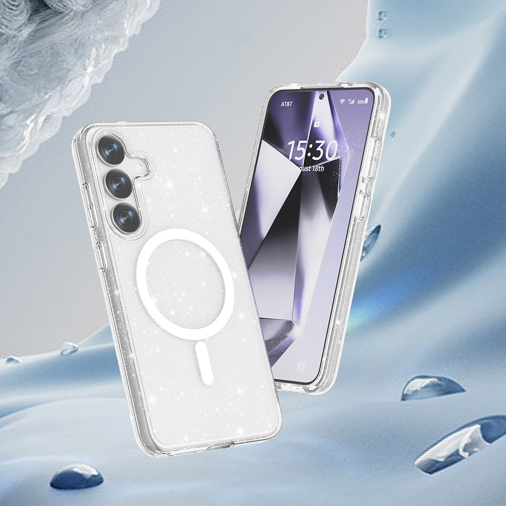 Galaxy S25 Plus Kılıf Magsafe Şarj Özellikli Parlayan Simli Saydam Renkli Zore Allstar Kapak Pembe