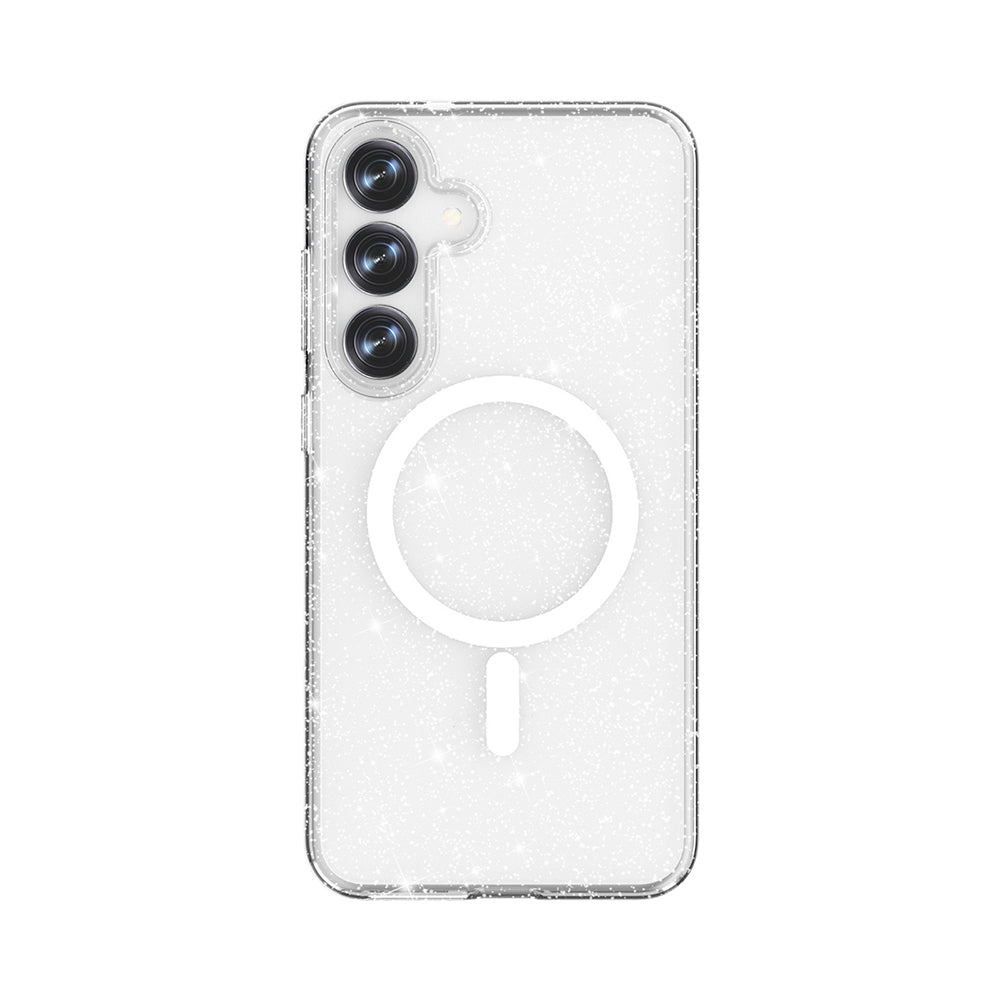 Galaxy S25 Plus Kılıf Magsafe Şarj Özellikli Parlayan Simli Saydam Renkli Zore Allstar Kapak Şeffaf