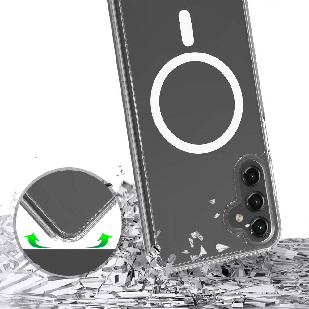 Galaxy S25 Plus Kılıf Magsafe Şarj Özellikli Şeffaf Sert PC Zore Embos Kapak Şeffaf