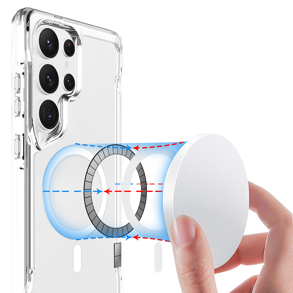 Galaxy S25 Ultra Kılıf Zore Magsafe Şarj Özellikli T-Max Magsafe Kapak Şeffaf