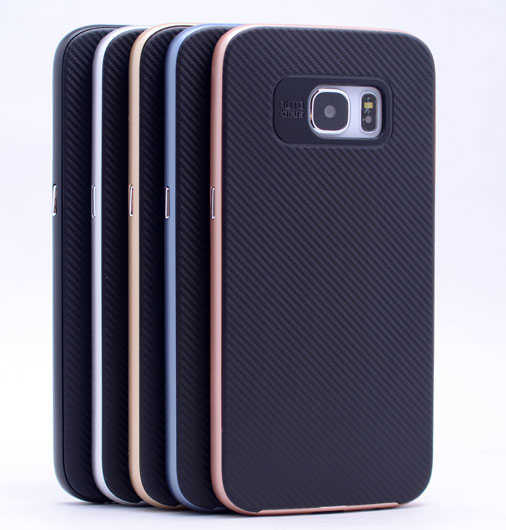 Galaxy S7 Edge Kılıf Zore İnce Mono Karbon Silikon Kapak Lacivert