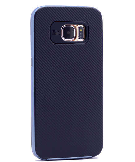 Galaxy S7 Edge Kılıf Zore İnce Mono Karbon Silikon Kapak Lacivert