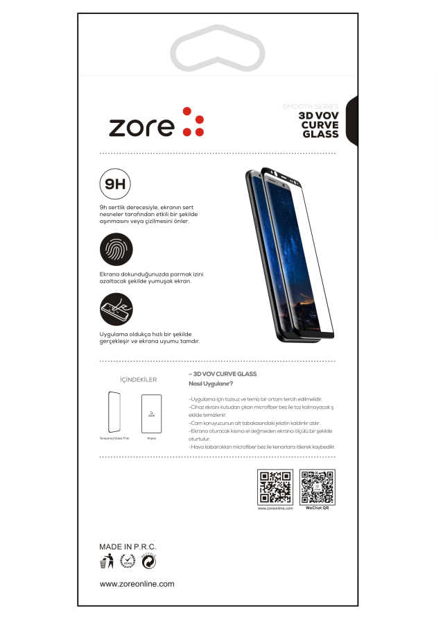 Galaxy S8 Zore 3D Vov Curve Glass Ekran Koruyucu Siyah
