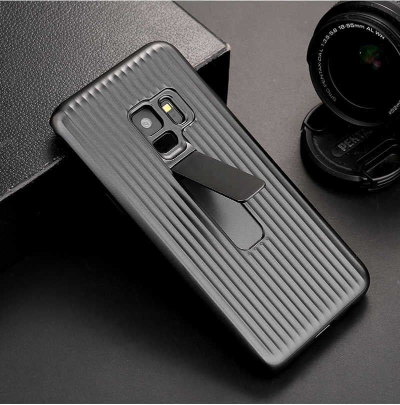 Galaxy S9 Kılıf Zore Wave Standlı Mıknatıslı Kapak Gri