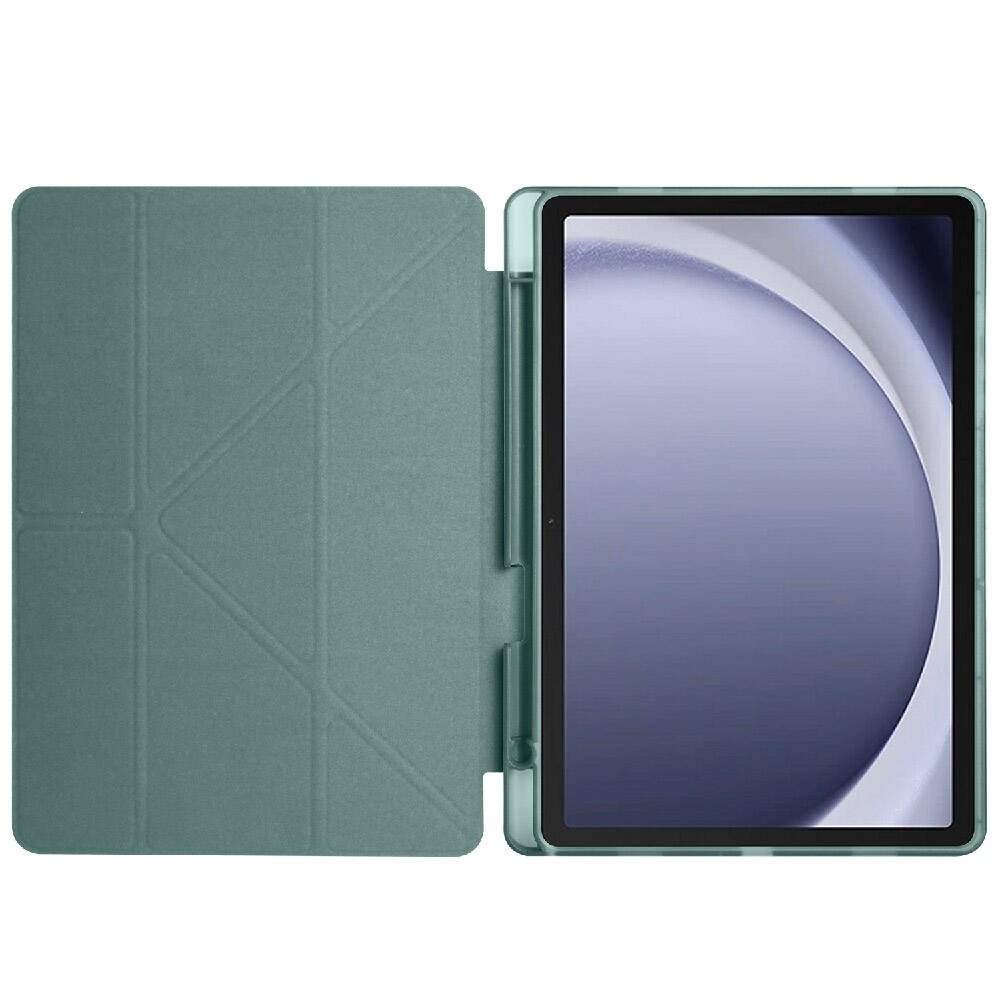 Galaxy Tab A9 Kılıf Zore Tri Folding Kalem Bölmeli Standlı Kılıf Gri