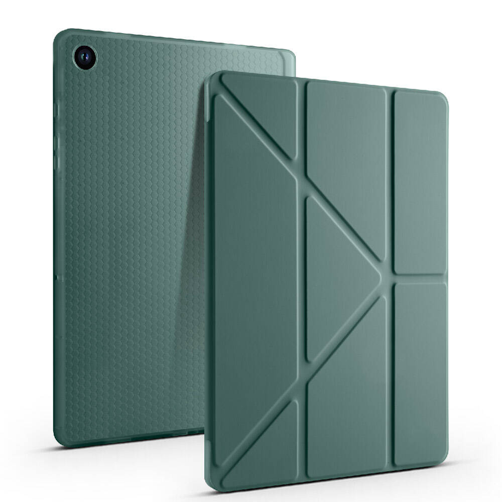 Galaxy Tab A9 Kılıf Zore Tri Folding Kalem Bölmeli Standlı Kılıf Gri