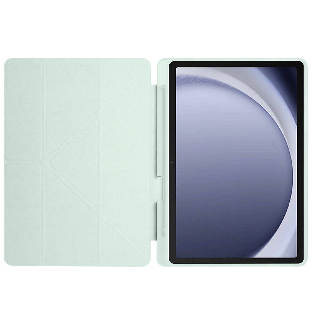 Galaxy Tab A9 Kılıf Zore Tri Folding Kalem Bölmeli Standlı Kılıf Açık Yeşil