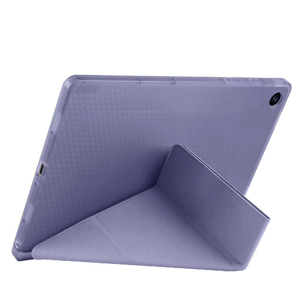 Galaxy Tab A9 Kılıf Zore Tri Folding Kalem Bölmeli Standlı Kılıf Gri