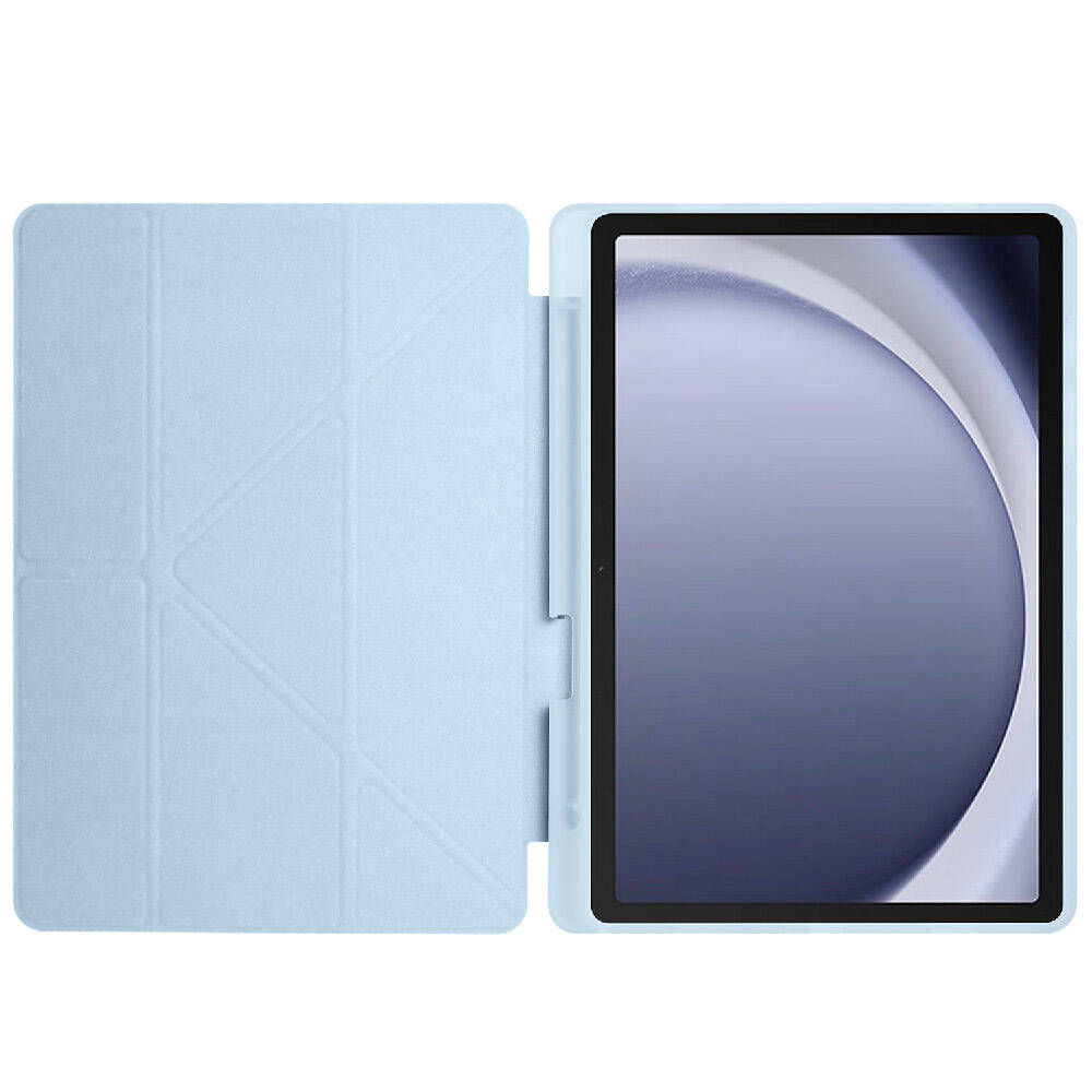 Galaxy Tab A9 Kılıf Zore Tri Folding Kalem Bölmeli Standlı Kılıf Gri