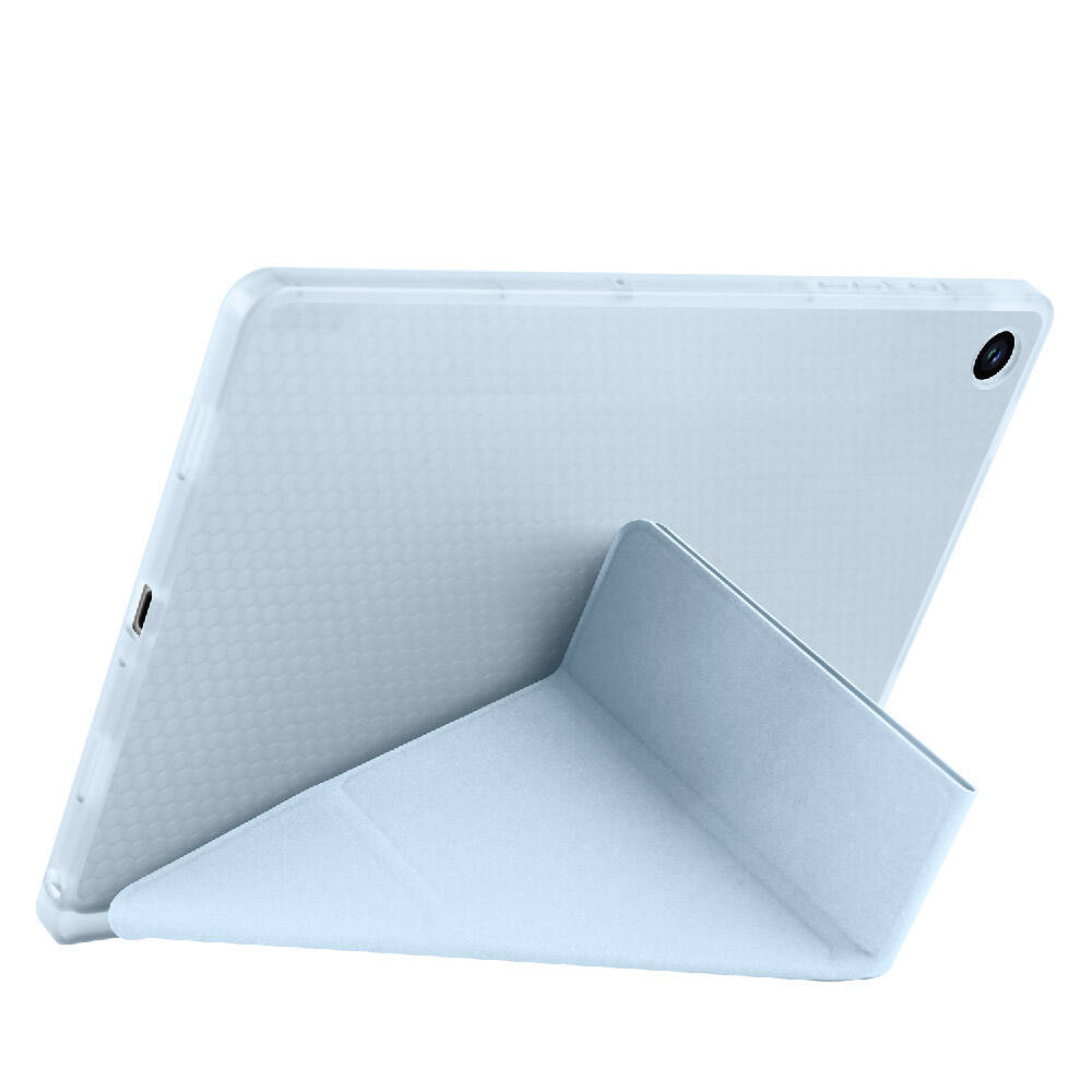 Galaxy Tab A9 Kılıf Zore Tri Folding Kalem Bölmeli Standlı Kılıf Gri