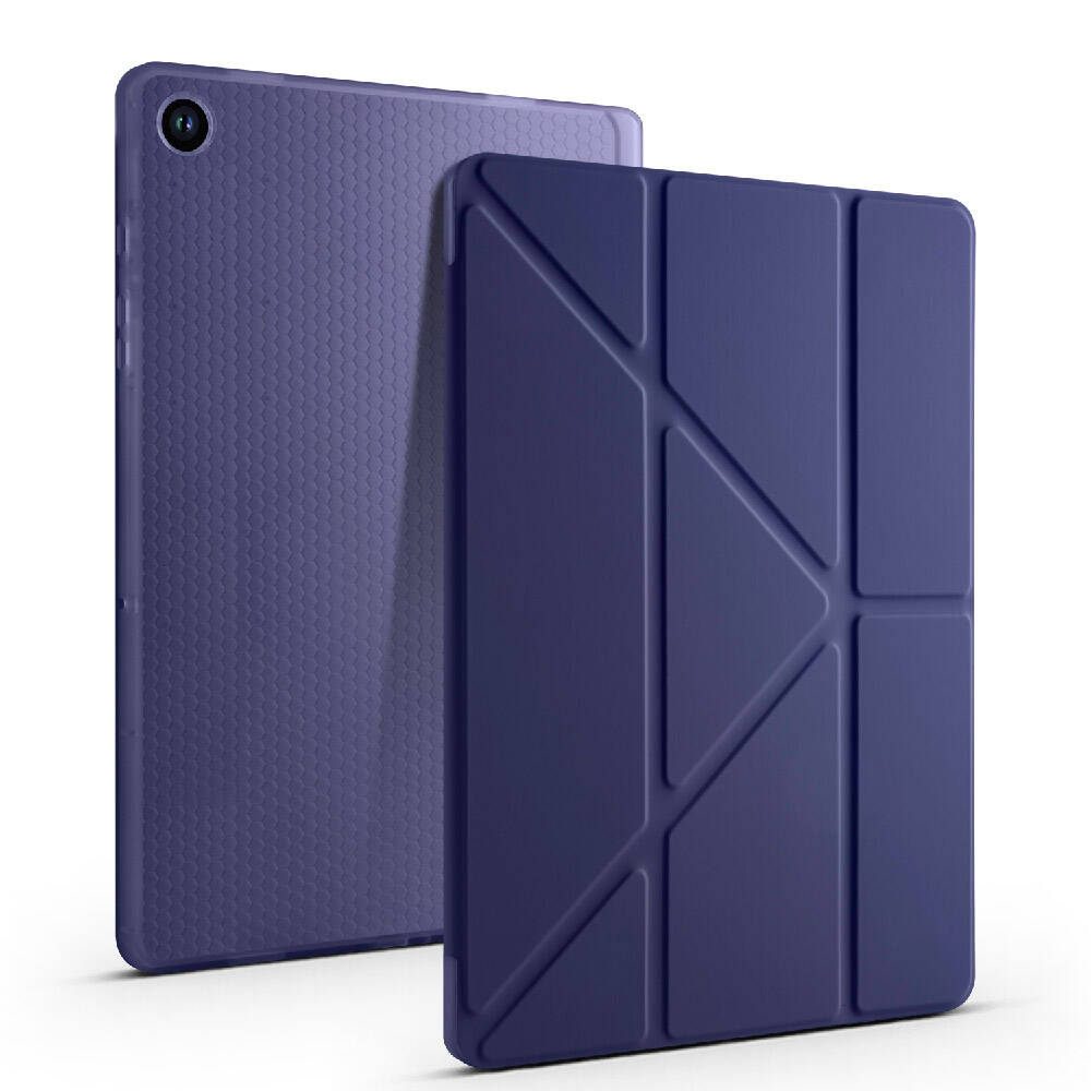 Galaxy Tab A9 Kılıf Zore Tri Folding Kalem Bölmeli Standlı Kılıf Gri