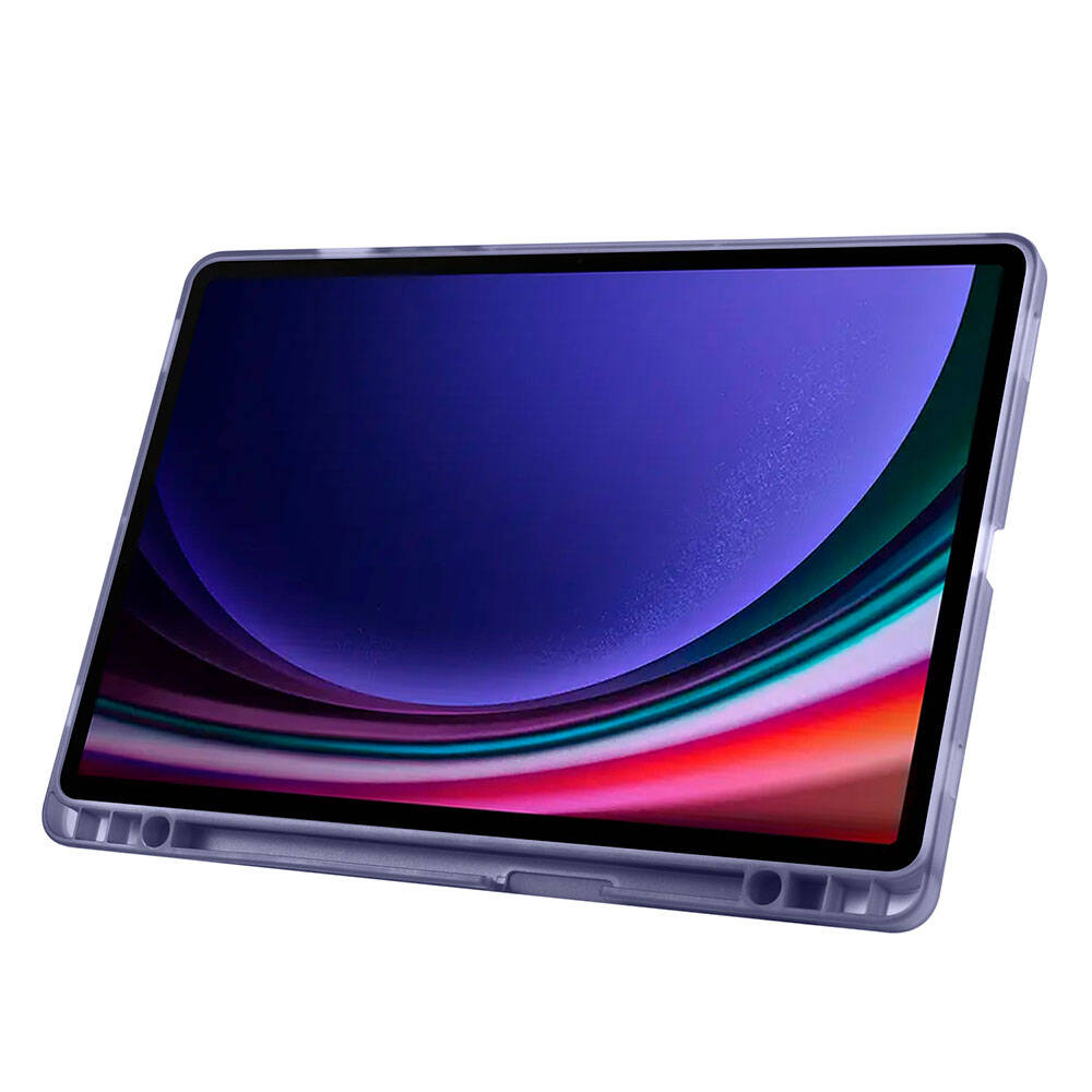Galaxy Tab S9 FE Kılıf Zore Tri Folding Kalem Bölmeli Standlı Kılıf Gri