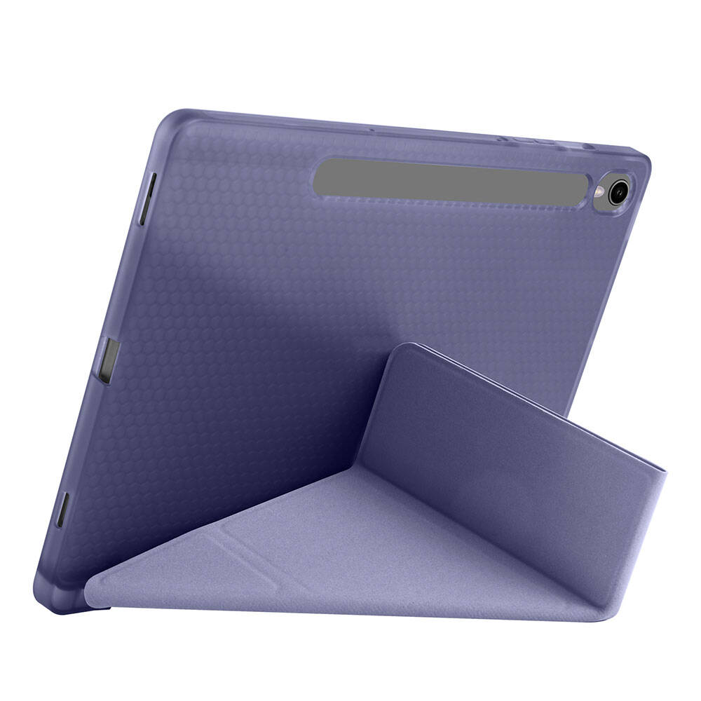 Galaxy Tab S9 FE Kılıf Zore Tri Folding Kalem Bölmeli Standlı Kılıf Gri