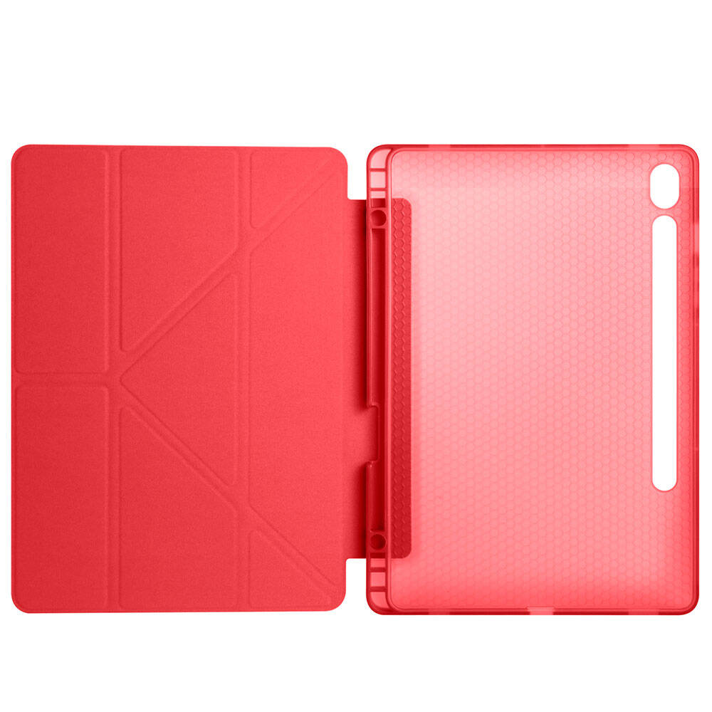Galaxy Tab S9 FE Kılıf Zore Tri Folding Kalem Bölmeli Standlı Kılıf Gri