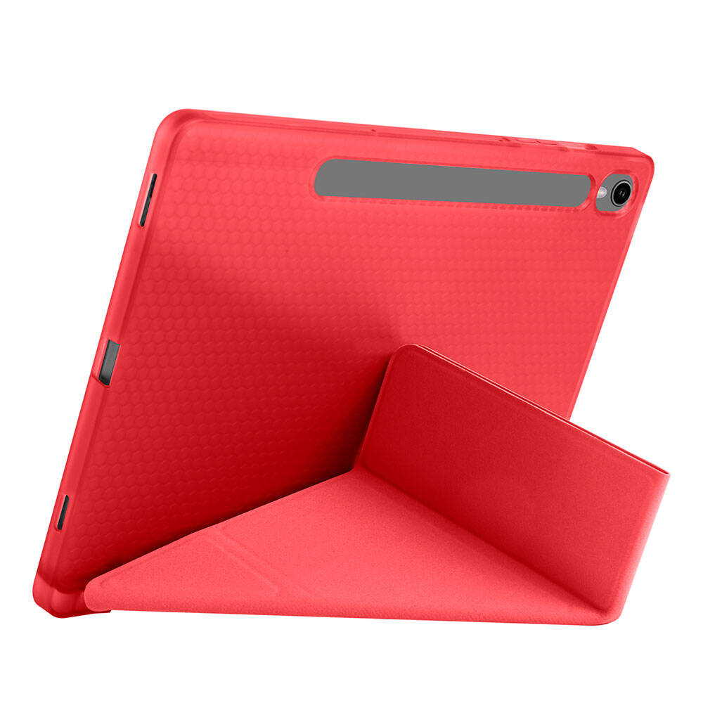 Galaxy Tab S9 FE Kılıf Zore Tri Folding Kalem Bölmeli Standlı Kılıf Gri