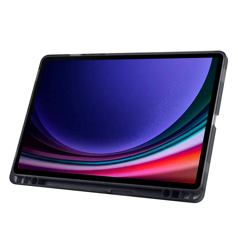 Galaxy Tab S9 FE Kılıf Zore Tri Folding Kalem Bölmeli Standlı Kılıf Gri