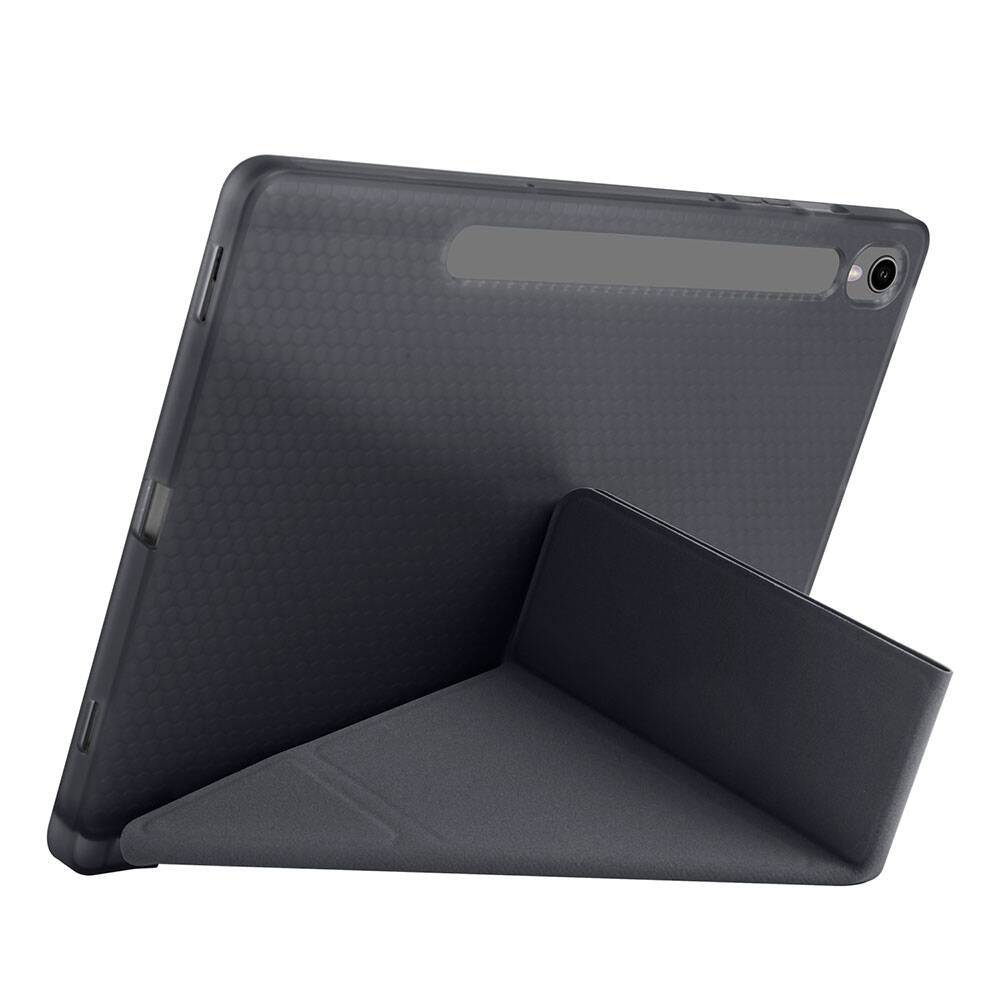 Galaxy Tab S9 FE Kılıf Zore Tri Folding Kalem Bölmeli Standlı Kılıf Gri