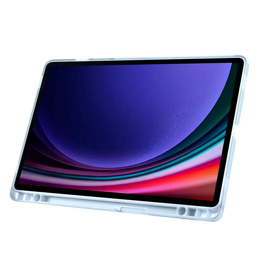 Galaxy Tab S9 FE Kılıf Zore Tri Folding Kalem Bölmeli Standlı Kılıf Gri