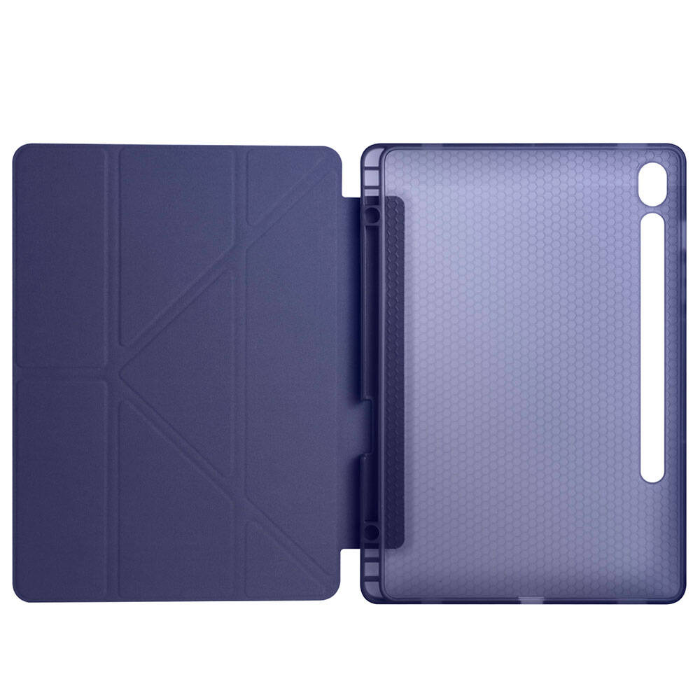 Galaxy Tab S9 FE Kılıf Zore Tri Folding Kalem Bölmeli Standlı Kılıf Gri