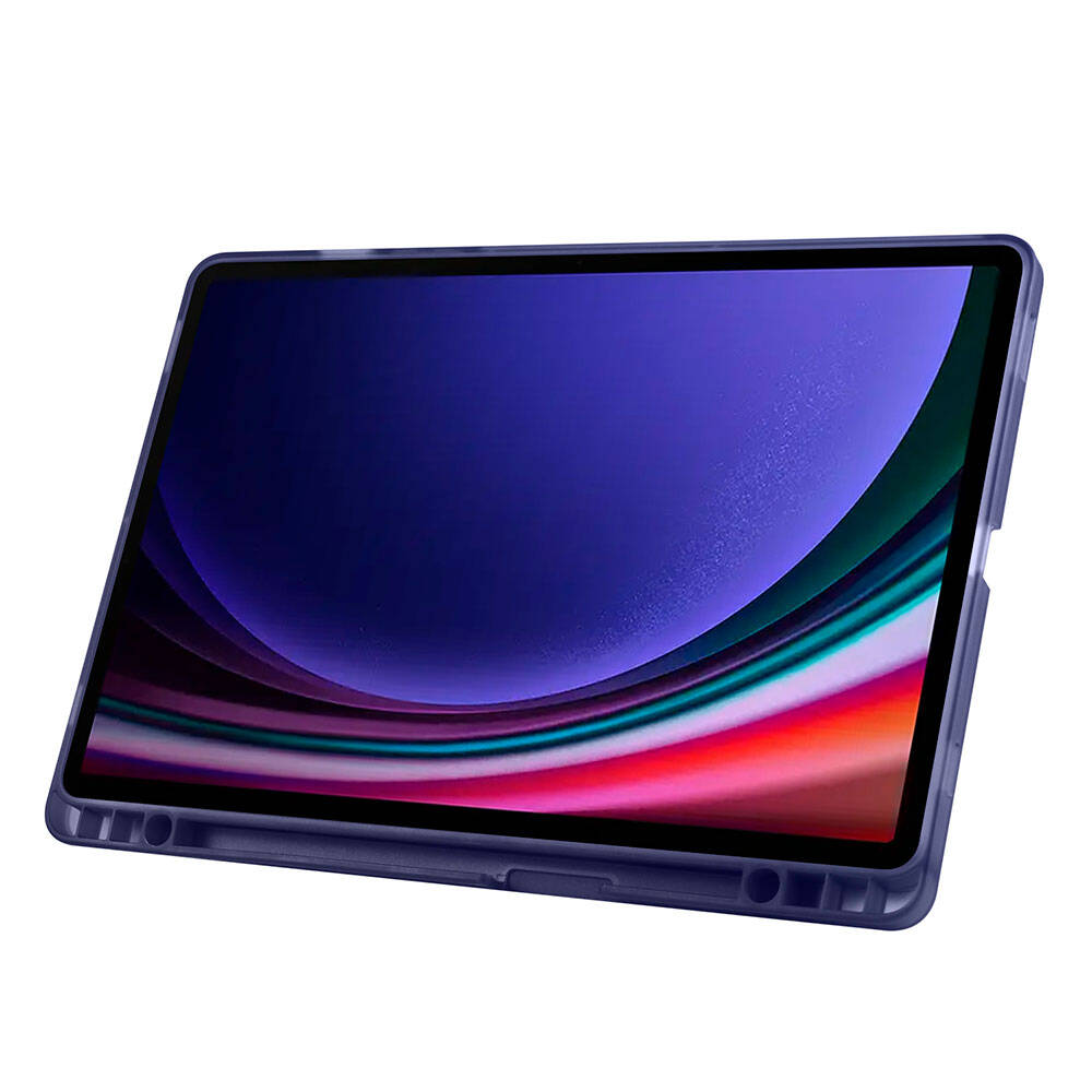 Galaxy Tab S9 FE Kılıf Zore Tri Folding Kalem Bölmeli Standlı Kılıf Gri