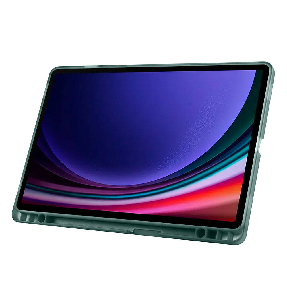 Galaxy Tab S9 FE Kılıf Zore Tri Folding Kalem Bölmeli Standlı Kılıf Gri