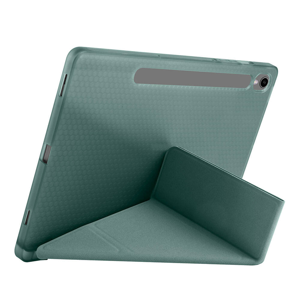 Galaxy Tab S9 FE Kılıf Zore Tri Folding Kalem Bölmeli Standlı Kılıf Gri