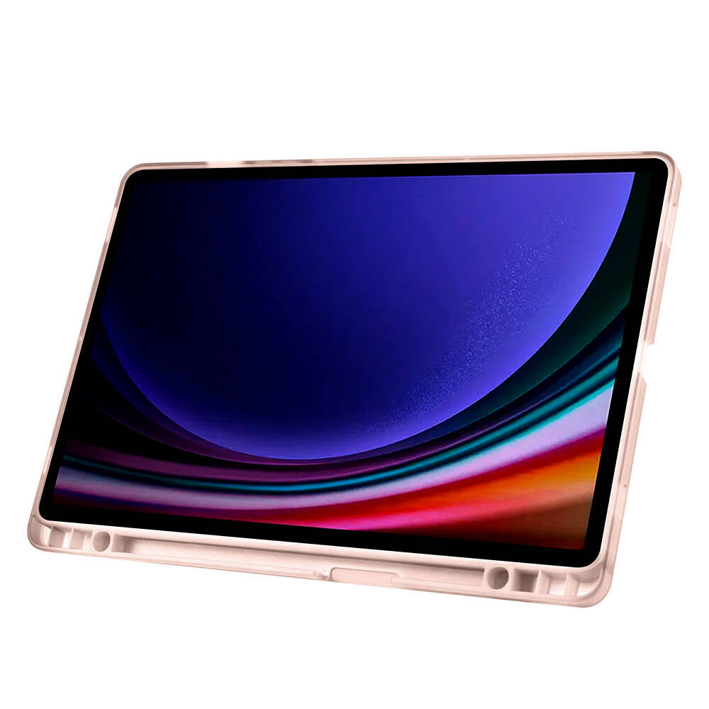 Galaxy Tab S9 FE Kılıf Zore Tri Folding Kalem Bölmeli Standlı Kılıf Gri