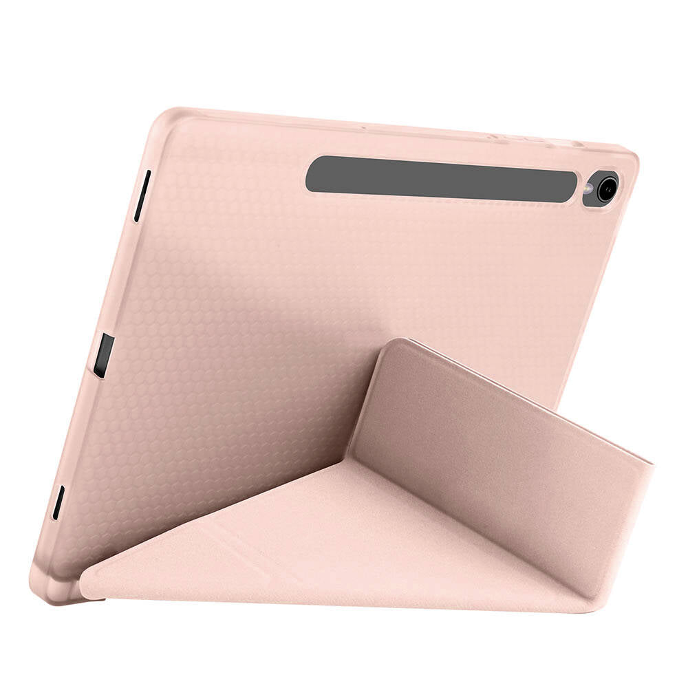Galaxy Tab S9 FE Kılıf Zore Tri Folding Kalem Bölmeli Standlı Kılıf Gri