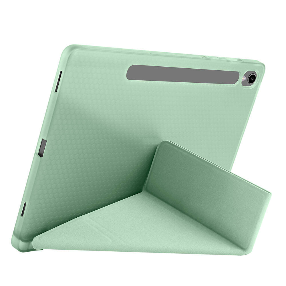 Galaxy Tab S9 FE Kılıf Zore Tri Folding Kalem Bölmeli Standlı Kılıf Gri