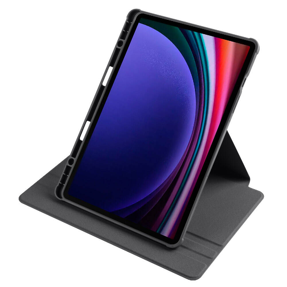 Galaxy Tab S9 Kılıf Zore Termik Kalem Bölmeli Dönebilen Standlı Kılıf Siyah