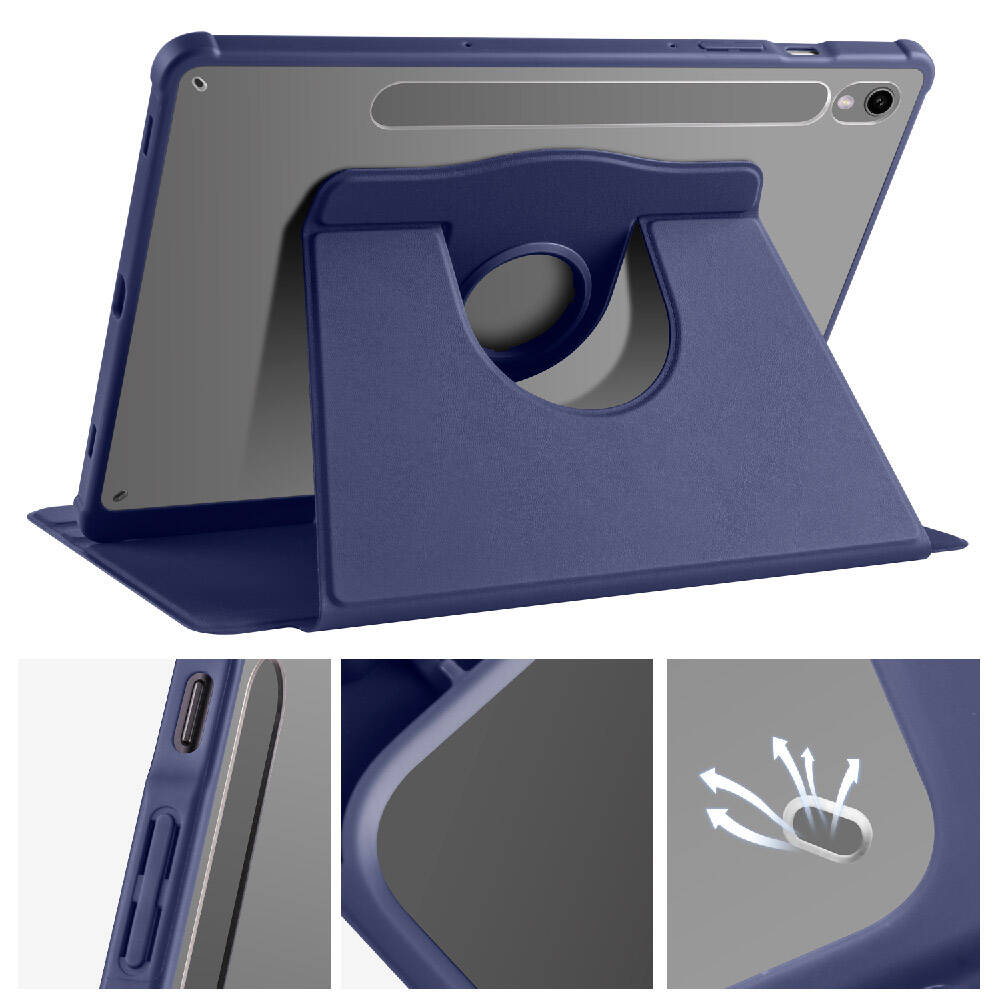 Galaxy Tab S9 Kılıf Zore Termik Kalem Bölmeli Dönebilen Standlı Kılıf Siyah