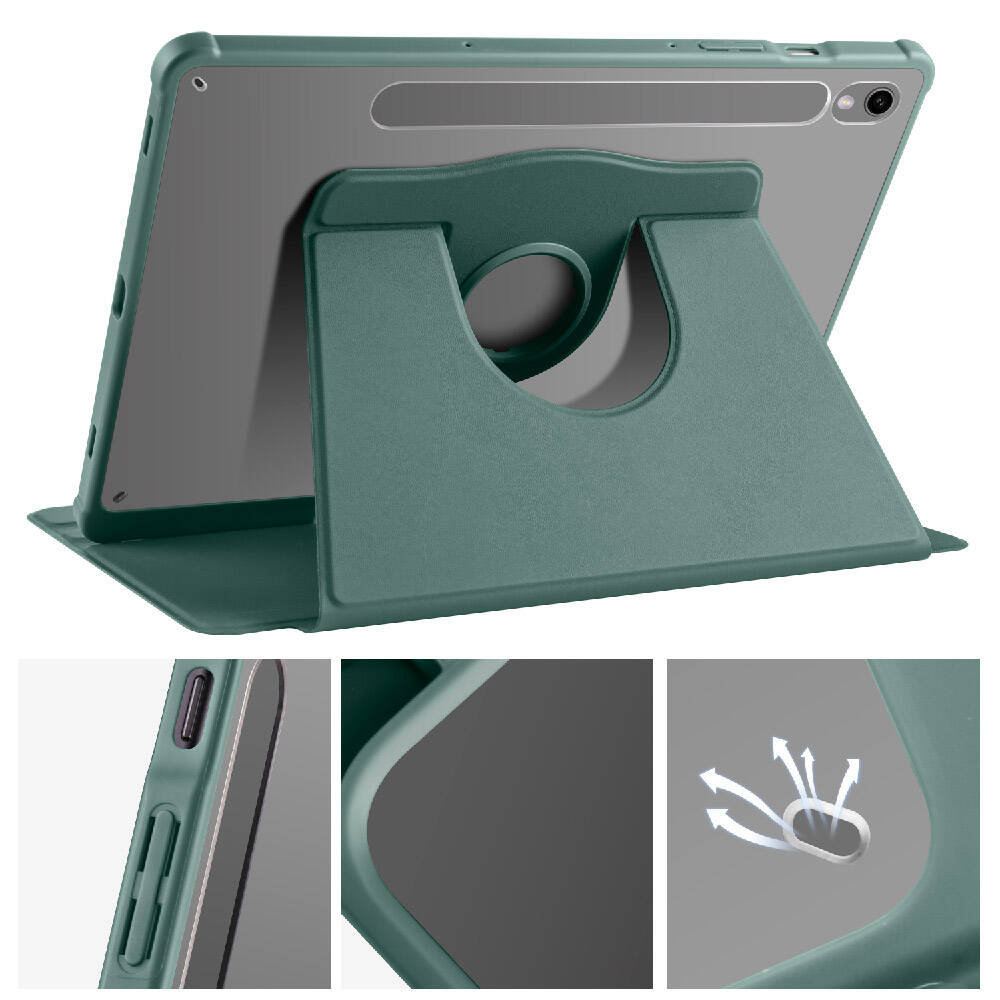 Galaxy Tab S9 Kılıf Zore Termik Kalem Bölmeli Dönebilen Standlı Kılıf Siyah