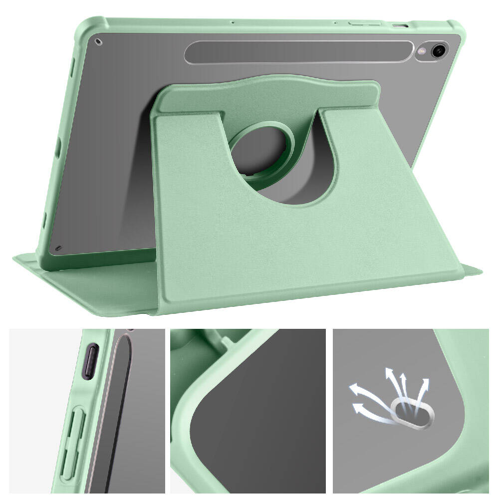 Galaxy Tab S9 Kılıf Zore Termik Kalem Bölmeli Dönebilen Standlı Kılıf Siyah
