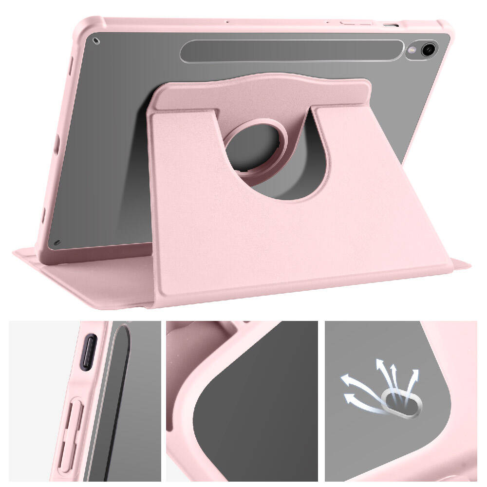 Galaxy Tab S9 Kılıf Zore Termik Kalem Bölmeli Dönebilen Standlı Kılıf Siyah