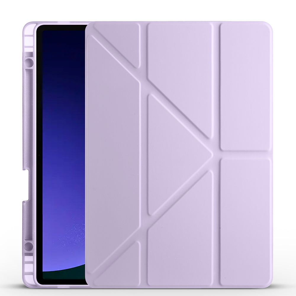 Galaxy Tab S9 Kılıf Zore Tri Folding Kalem Bölmeli Standlı Kılıf Lila