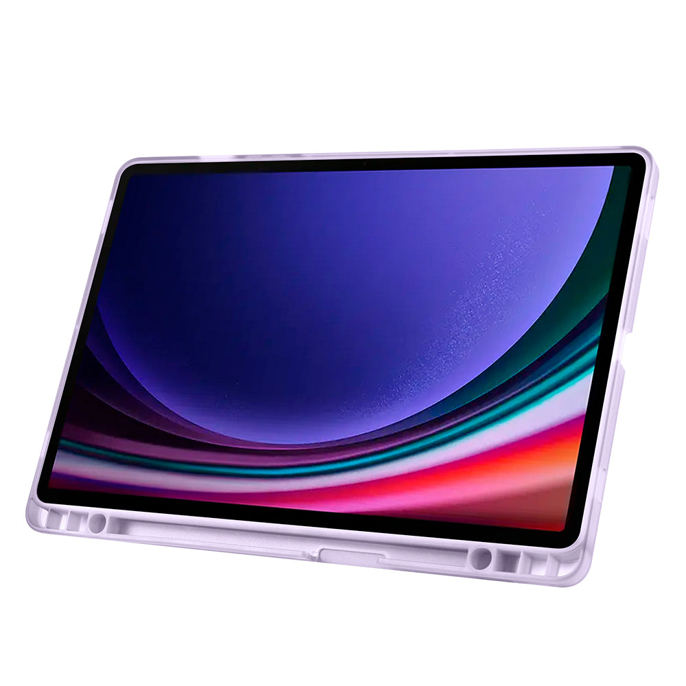 Galaxy Tab S9 Kılıf Zore Tri Folding Kalem Bölmeli Standlı Kılıf Lila