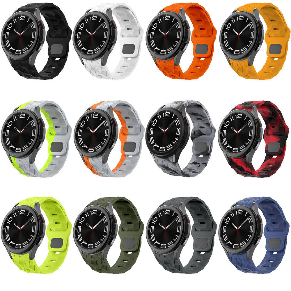 Galaxy Watch 5 40mm Zore KRD-116 20mm Futbol Desenli Spor Tasarımlı Silikon Kordon Beyaz