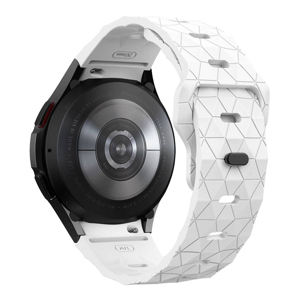 Galaxy Watch 5 40mm Zore KRD-116 20mm Futbol Desenli Spor Tasarımlı Silikon Kordon Beyaz