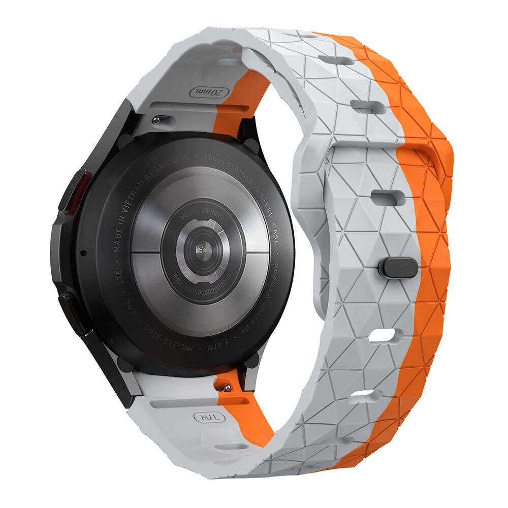 Galaxy Watch 5 44mm Zore KRD-116 20mm Futbol Desenli Spor Tasarımlı Silikon Kordon Gri-Yeşil