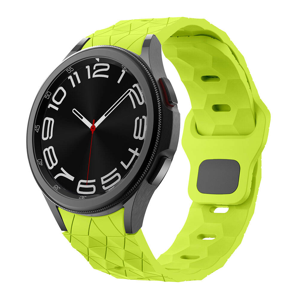 Galaxy Watch 5 44mm Zore KRD-116 20mm Futbol Desenli Spor Tasarımlı Silikon Kordon Gri-Yeşil