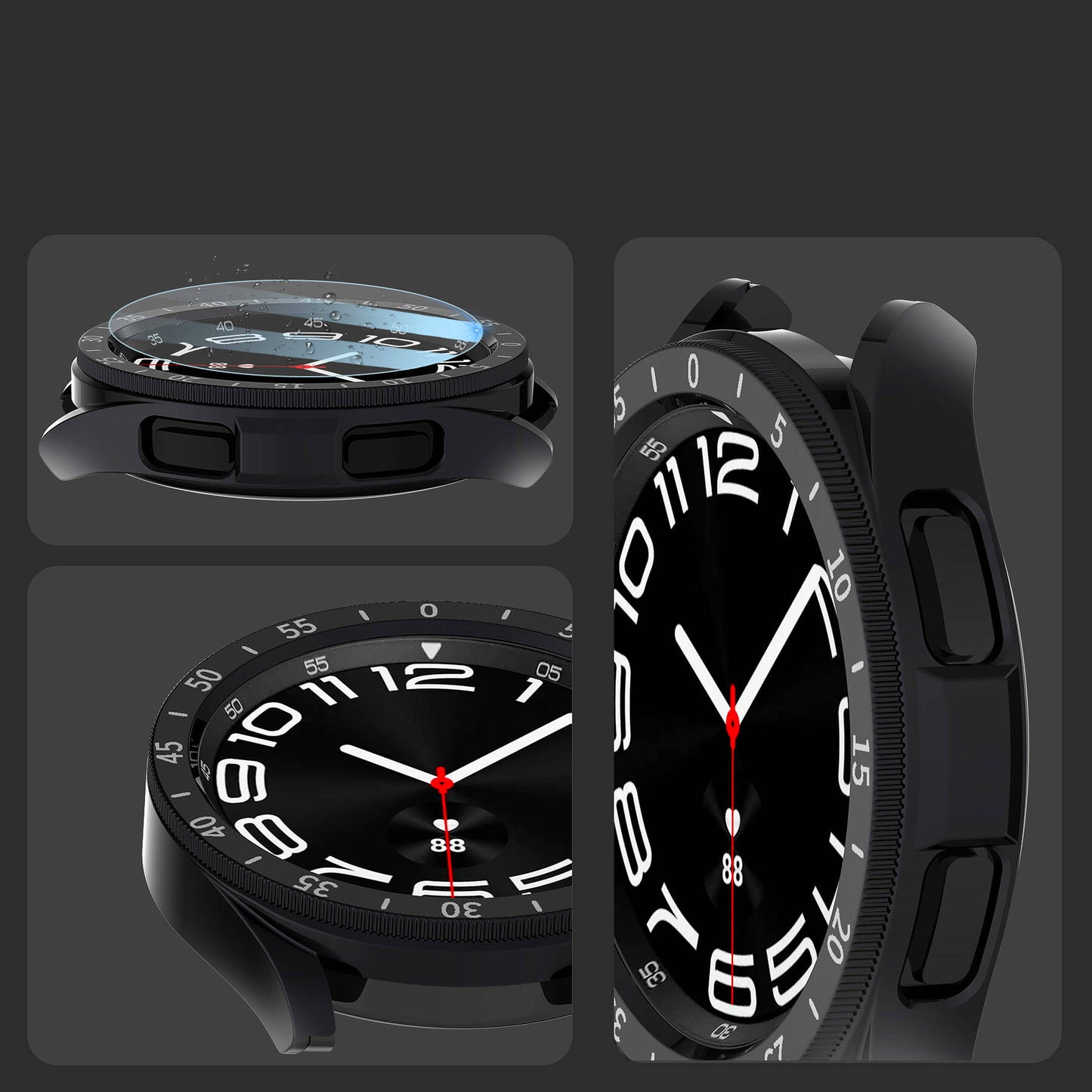 Galaxy Watch 6 Classic 43mm Sert PC Kasa ve Ekran Koruyucu Zore Sport Watch Gard 29 Beyaz