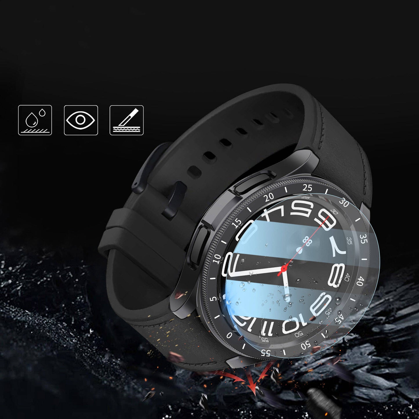 Galaxy Watch 6 Classic 43mm Sert PC Kasa ve Ekran Koruyucu Zore Sport Watch Gard 29 Beyaz